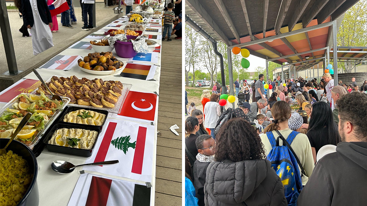 Ett 50-tal vårdnadshavare lagade mat till kulturfesten, och det dukades upp ett långbord med rätter från ett 30-tal olika länder.