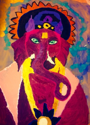 Indisk gud i vattenfärg