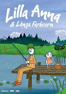 Lilla Anna och Långa farbrorn fiskar vid en brygga